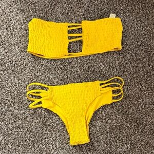 Yellow Strappy Bikini Set